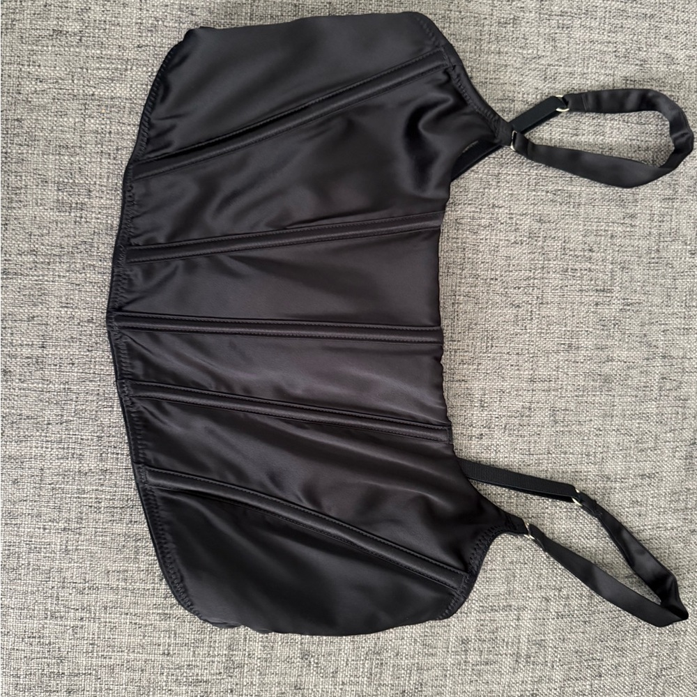 Black Satin Crop Top